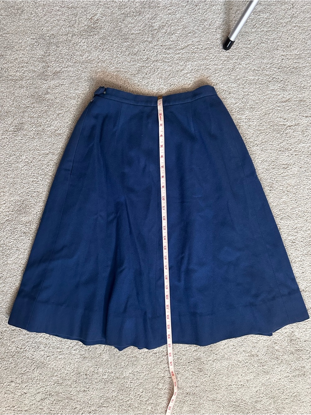 Vintage Royal Blue Wool Skirt with Pleats